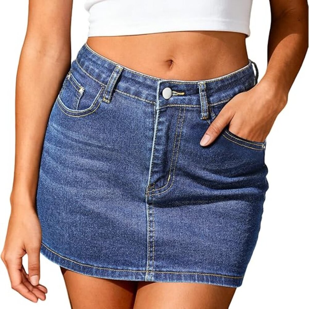 New Mid Rise Denim Mini Skirt